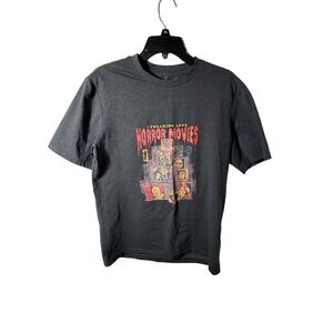 Unbranded Horror Movies Graphic T-Shirt Mens Small Gray Slasher Film Collage Tee